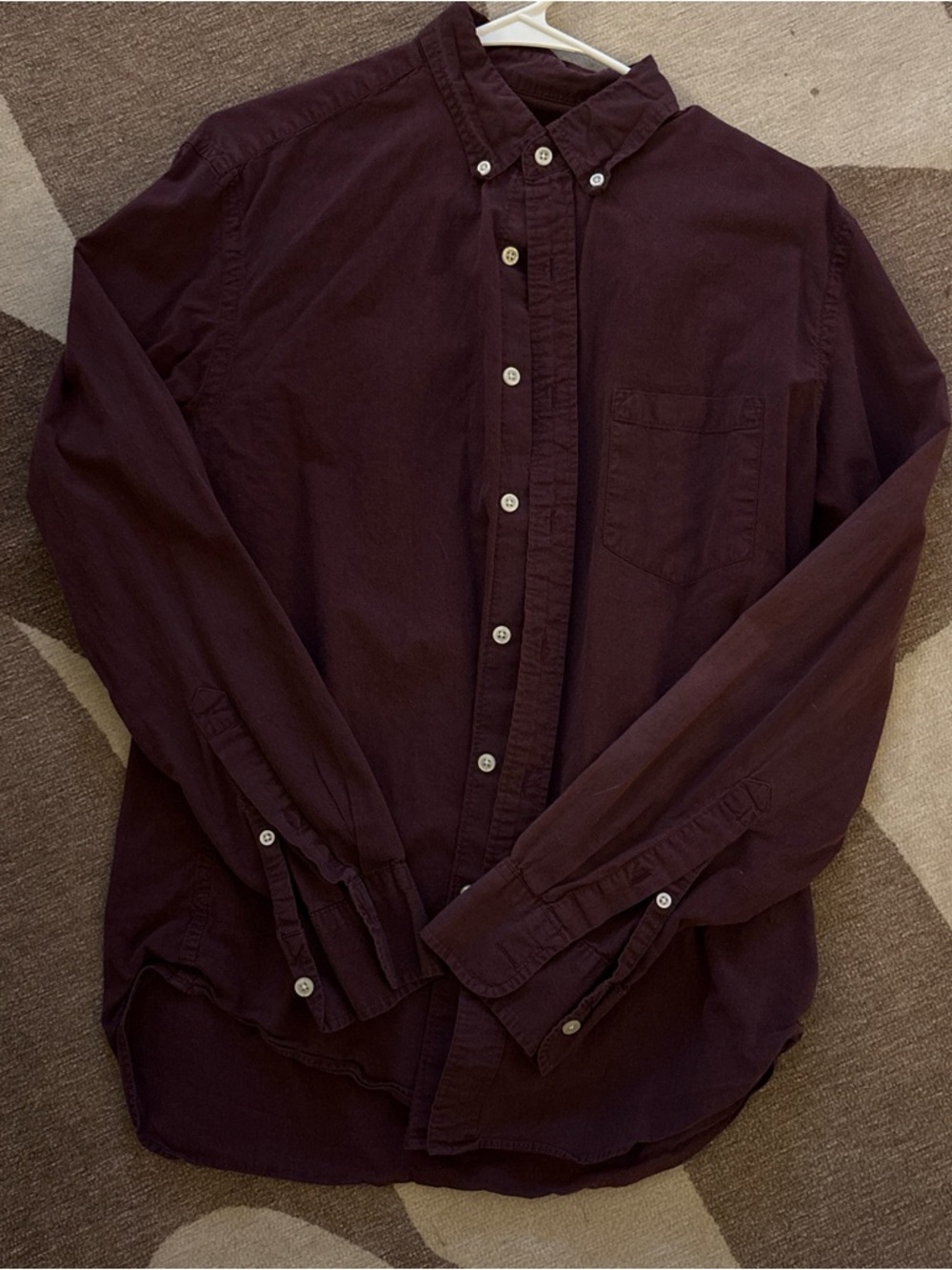 J. Crew 100% cotton Men's Long-Sleeve Button-Down Shirt in Deep Plum